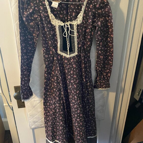1980 Gunne Sax Jessica McClintock Floral Print Dress Prairie Vintage Size 9 - Picture 2 of 5